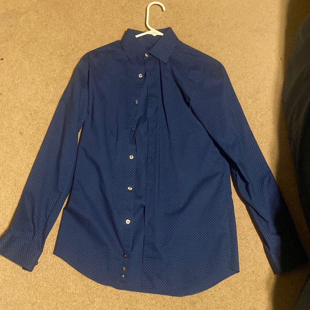 Semi formal white dotted men’s button up
